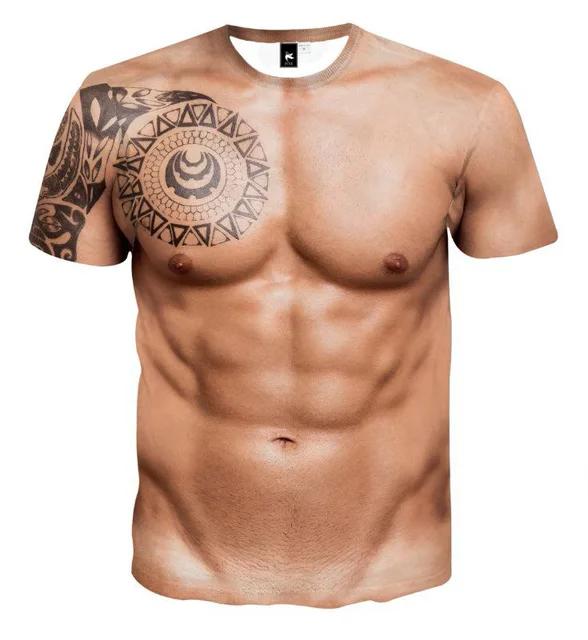 Muscle Tattoo 3D Printed T-shirt Summer Beach Vacation Men s Short Sleeve Fashion Harajuku Alternative Personalized Tops 2XS