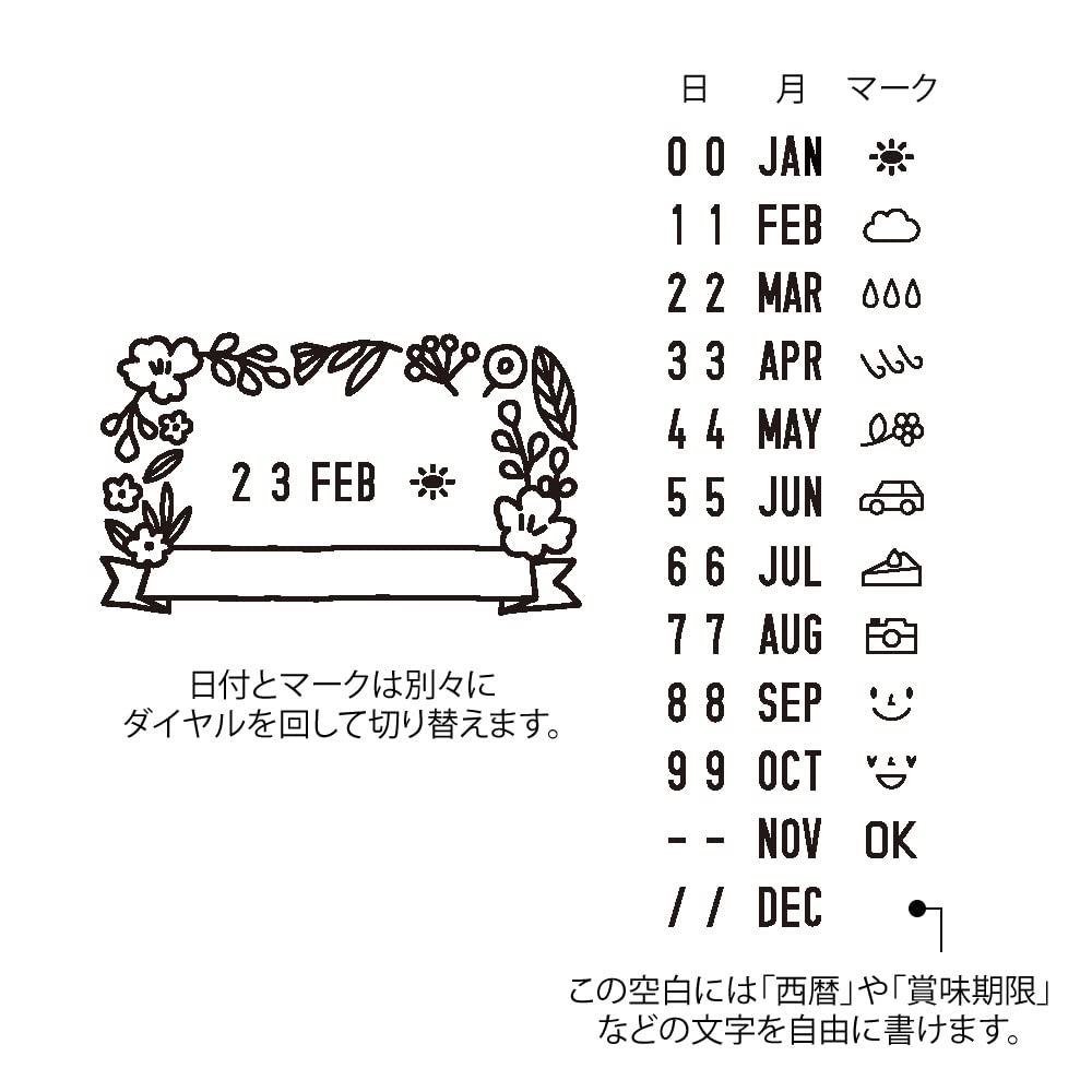 DESIGNPHIL MIDORI Rotating Date Floral 35455006 Stamp, Stamp, Pattern,