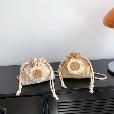 Woven Bag New Trendy 2025 Spring and Summer Straw Woven Cute Bucket Bag Simple Personality Girl Straw Woven Shoulder Messenger Bag