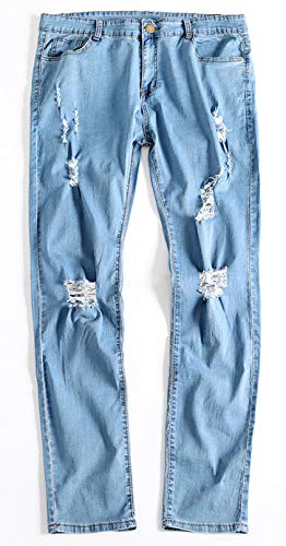 Petite De Français Men's Distressed Skinny Denim Pants, Stylish Denim, Oversized Pants, Popular Men's Denim, Skinny Pants D-2 (Blue, Size 01 S)