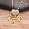 Nidin Fashion Son Daughter Heart Gold Color Family Girl Boy Pendant Necklace Jewelry For Mother Gift