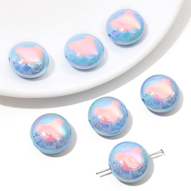 Akrylové pokovené barevné makaróny Vícebarevné krémové korálky s medvídky pro DIY Náhrdelník Náramek Náušnice Výroba šperků