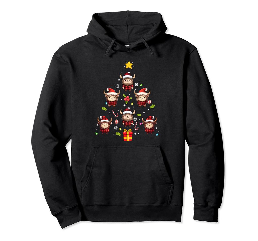 Yak Merry Christmas Tree Ornament Hoodie
