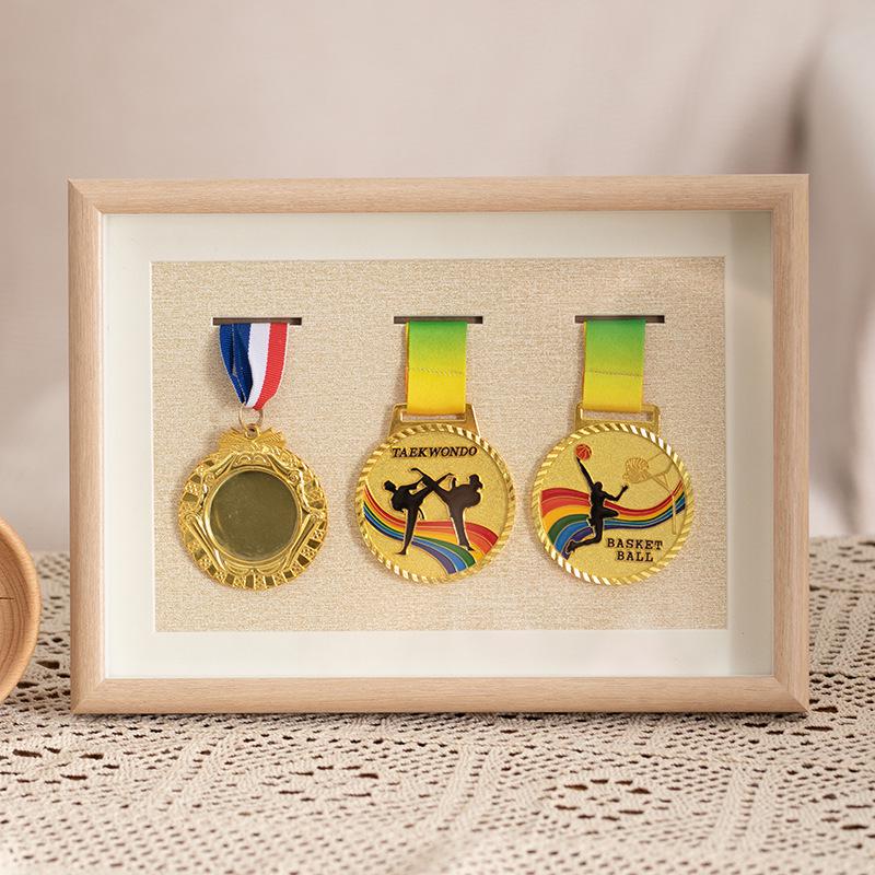 Wooden Medal Frame & Display: Marathon Tag Holder and Decorative Picture Frame