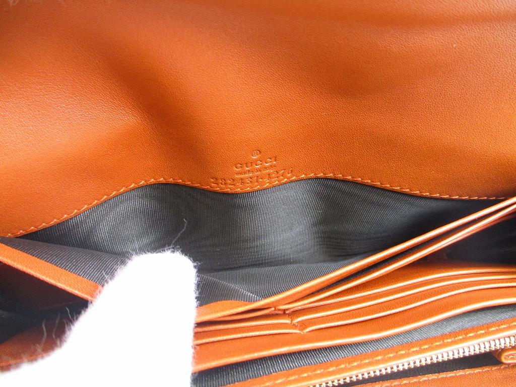 Authentic GUCCI Interlocking G Red Brown Leather Bifold Long Flap Wallet #a661  Refurbished