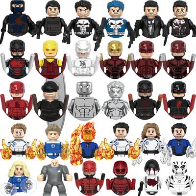 Fantastic Four Human Torch Bausteine DIY Spielzeug Geschenke Daredevil Punisher Minifiguren Bausteine Mini Actionfiguren für Kinder