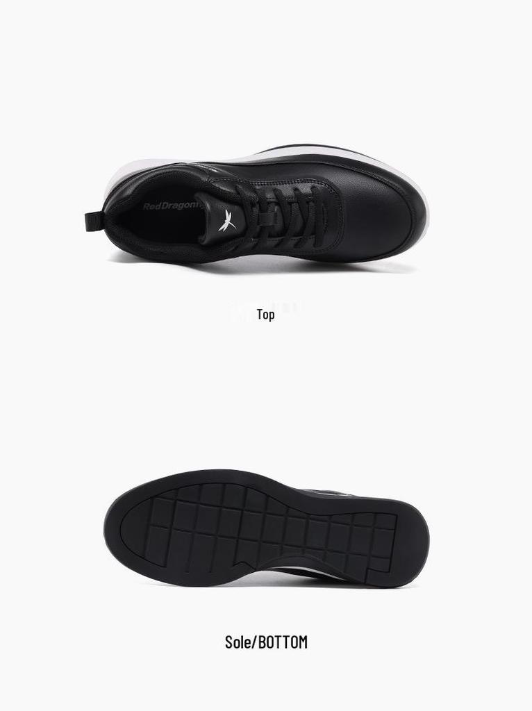 Red Dragonfly Men's Black Leather Waterproof Sports Casual Shoes - Spring/Summer Collection.