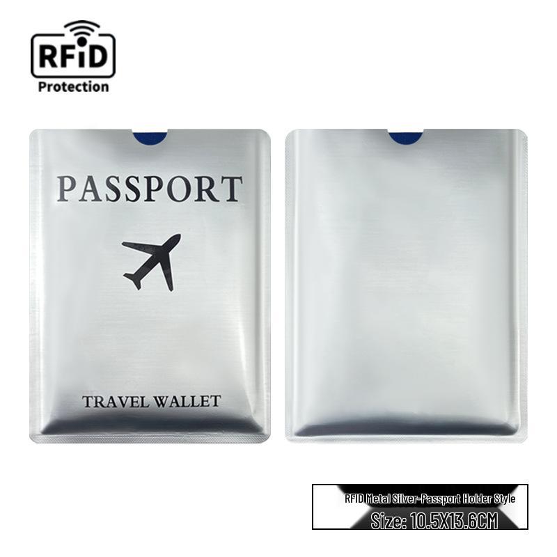 Cross-Border Anti-Theft RFID Blocking Passport Holder - Magnetic Protection, Gold/Silver/Black Map Design