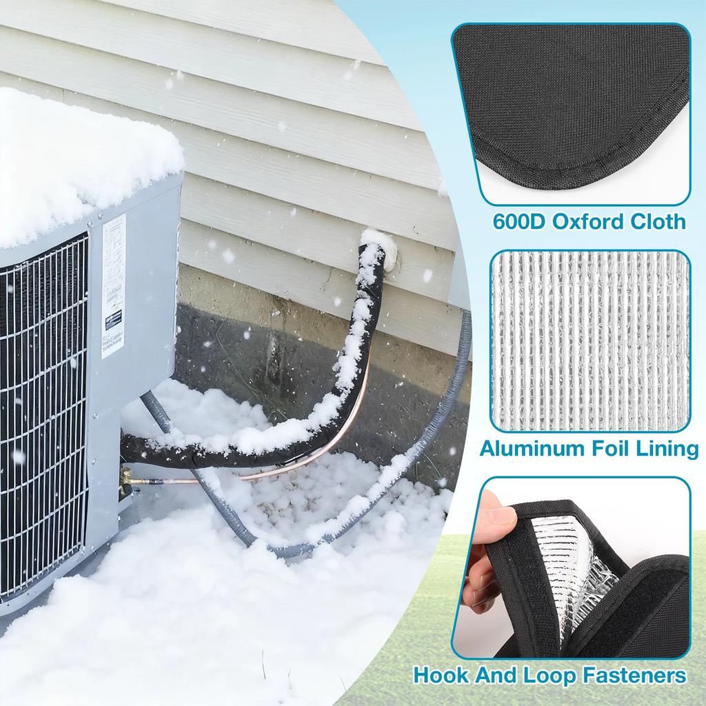3 Layers HVAC Copper Pipe Insulation Cover 200x30cm 600D Oxford AC Pipe Insulation Covers  for Outside Copper Line Insulation Sl