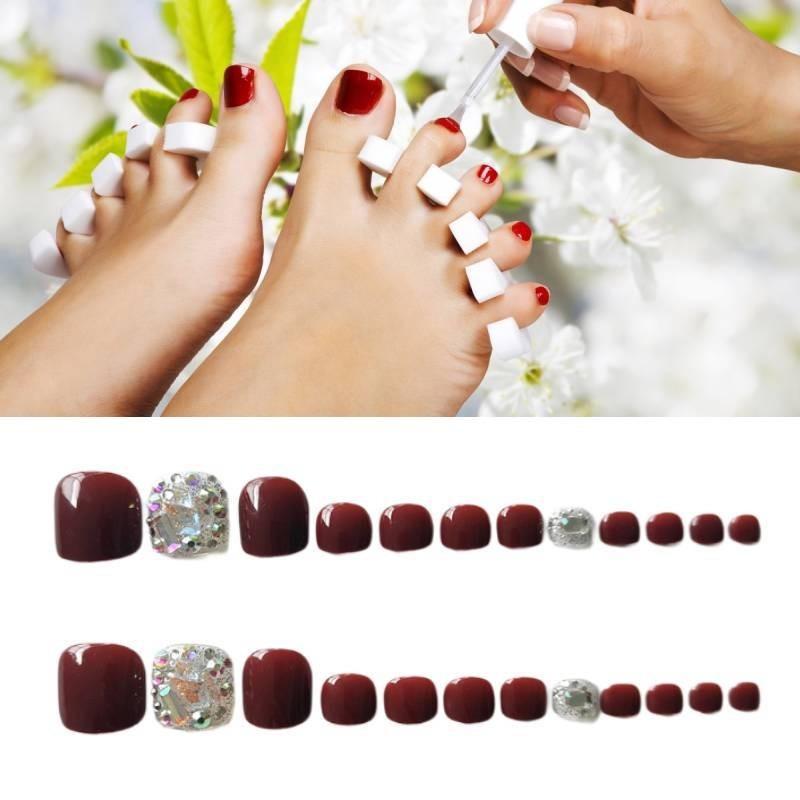 J-12 Cherry Diamond Removable Wearable Toe Nail Art Stickers Handmade Gel Toe Nail Tips For Women