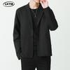 Mens Oversized Casual Blazer Jacket Loose Fit Wool-Blend Suit Coat Winter Streetwear