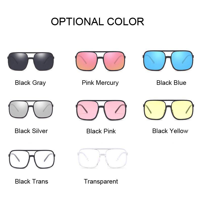 Black Square Oversized Sunglasses Woman Big Frame Pink Sun Glasses Female Mirror Oculos Unisex Gradient Hip Hop Shades