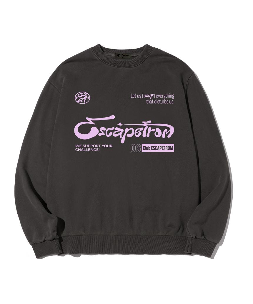 Escape From Challenge Symbol Print Pigment Sweatshirt Charcoal M