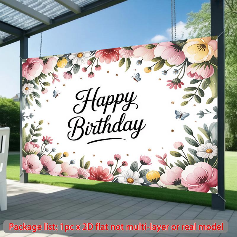 A 2D flat banner, a floral birthday card, very suitable for classrooms, offices and various events
