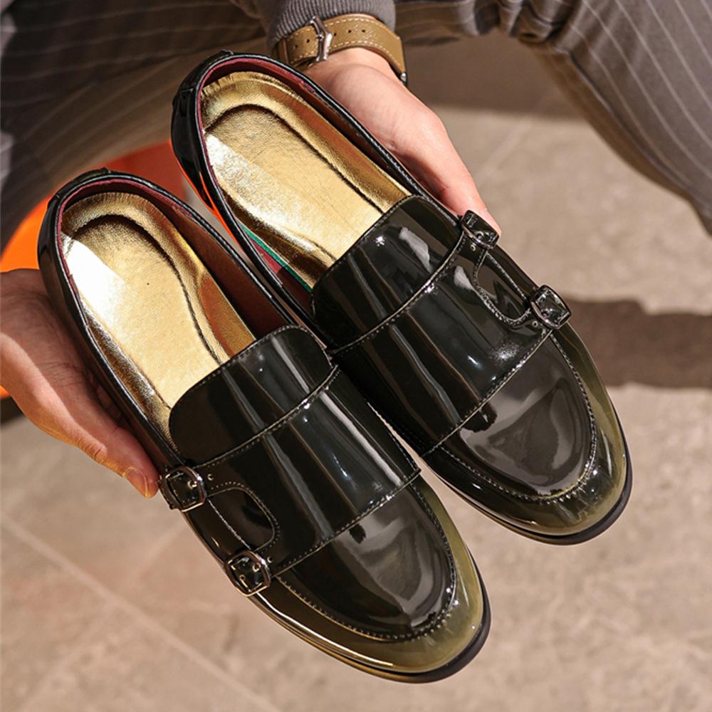 2025 Europejskie Nowe Buty Męskie Skórzane Codzienne Buty Monk Klasyczne Buty Biznesowe Modne Wsuwane Mokasyny