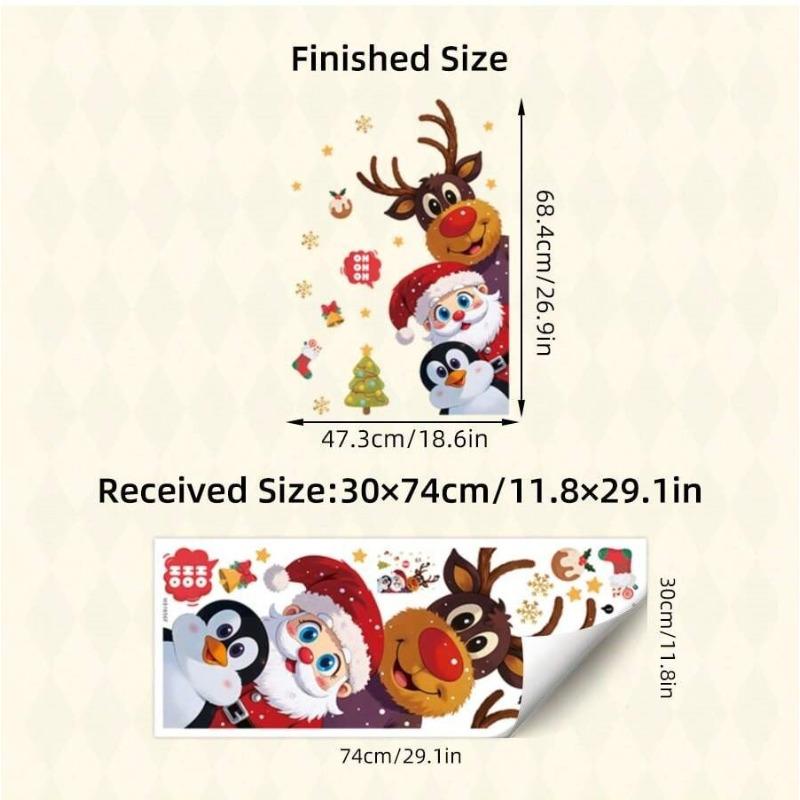 

Рождественские украшения Наклейки на окна Рождественский праздник Санта Эльф Олень Гном Подглядывающие наклейки, Зимняя страна чудес Декор для вечеринки as shown