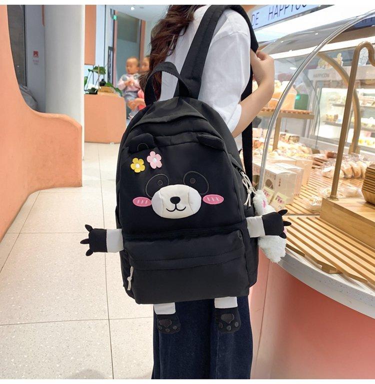 Panda Backpack Student Schoolbag Women's College Style Large Capacity Lightweight Backpack