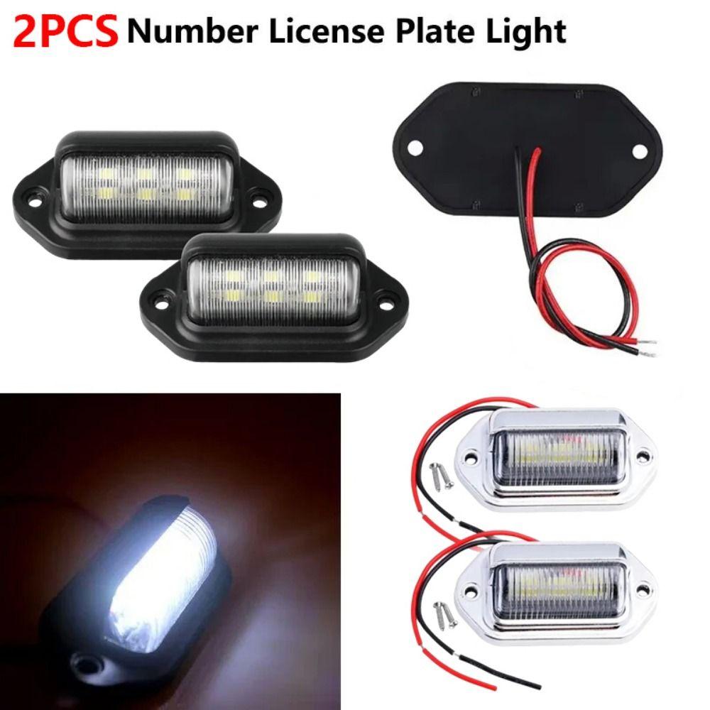 2Pcs Universal LED License Plate Light 12V-24V Side Lamp Step Bulbs Tail Lamp  Van Installation