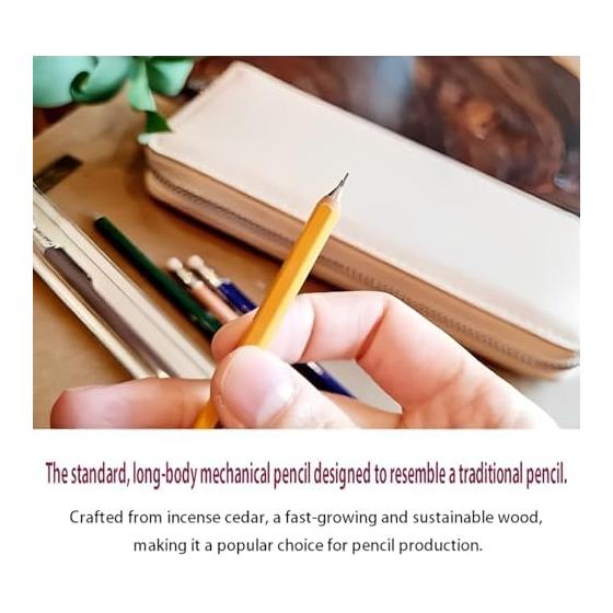 Auto Mechanical Pencil, Wooden Barrel Sharp WN01, Natural Wood Barrel Like a Pencil, Standard Long Type with Eraser, Uses Incense Cedar (Pencil