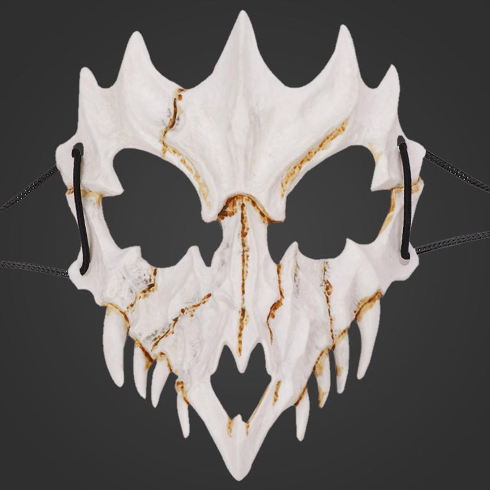 Halloween Horror Skull Mask Animal Bone Teeth Skull Horror Half Face Cover Halloween God Tengu Cosplay Costume Props Decoration