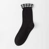 Ladies' Autumn Patchwork Checkered Lace Mid-calf Socks Are Comfortable and Versatile. Cotton Pile Socks