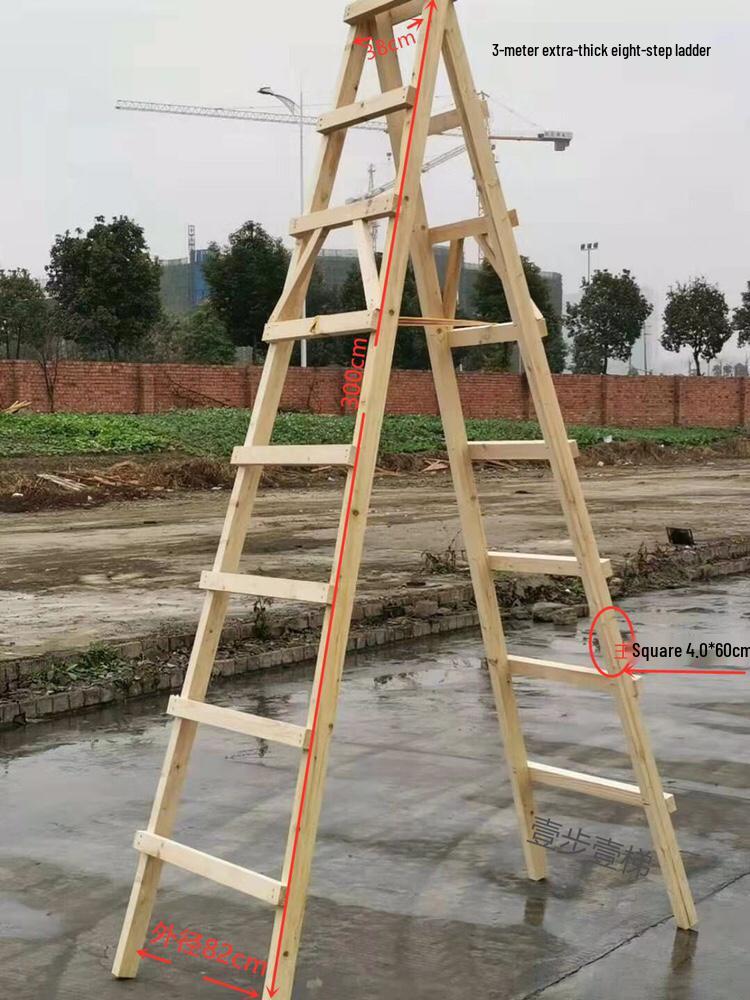 Herringbone Wooden Multi-Functional Step Ladder: Household and Engineering Use