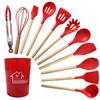 12PCS Silicone Non-Stick Cookware Kitchen Utensils Set for Kitchen Wooden Handle Spatula Egg Beaters Kitchenware Accessories