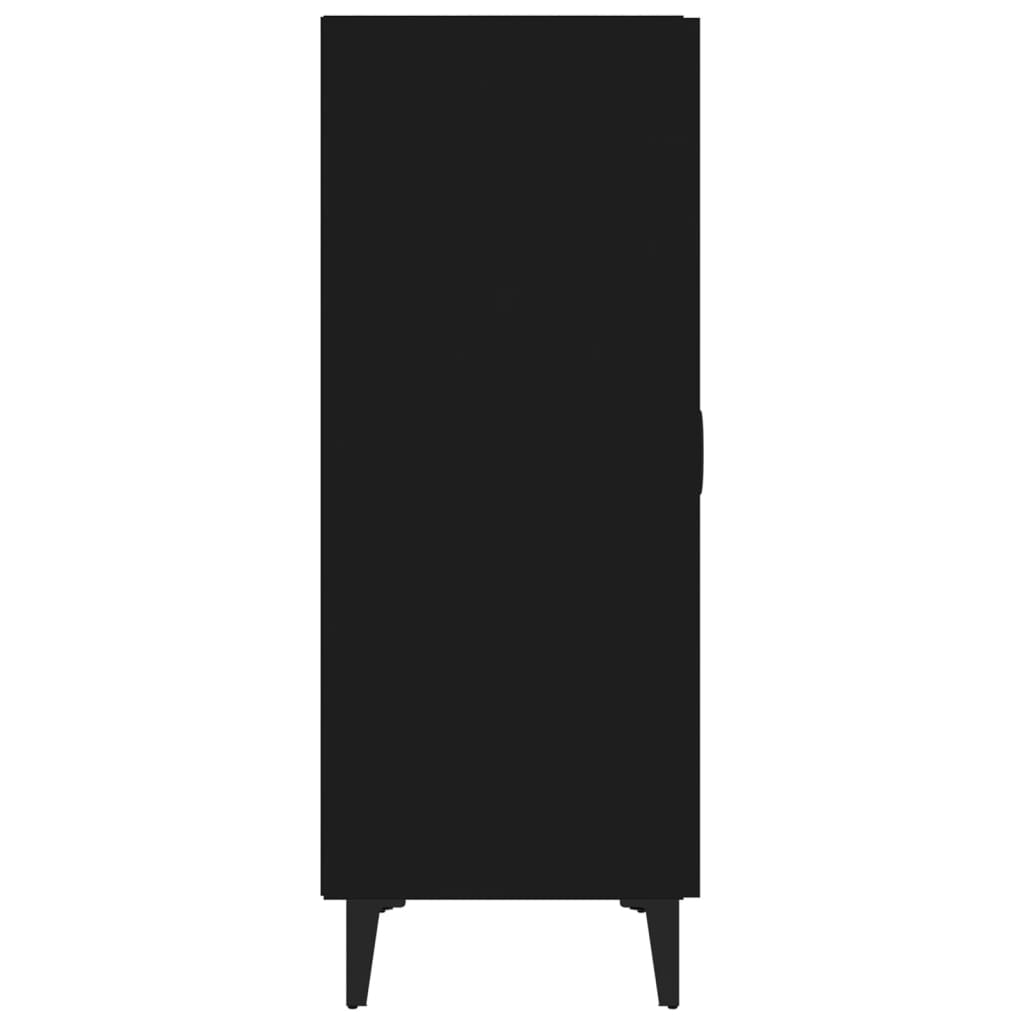 Doppeltüriger Seitenschrank, Mehrzügiger Stauraum, Schwarz 70x34x90 Cm Ingenieurholz