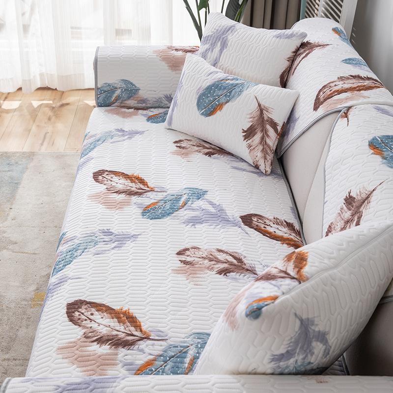 Summer Sofa Cushion Non-Slip Ice Silk Latex Sofa Cushion Suit Cartoon Full Set Mat Sofa Towel Cover Cloth