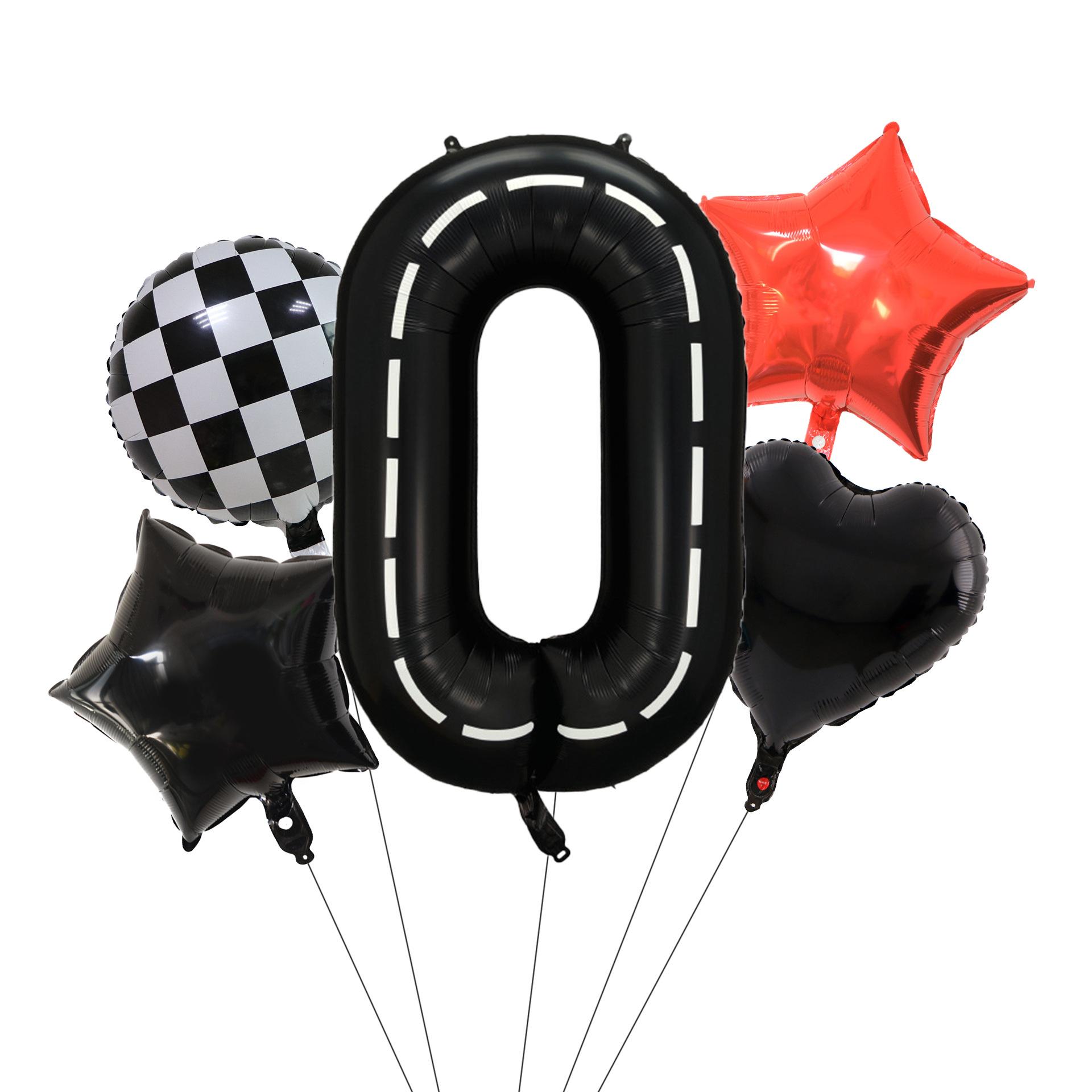 

Racing Theme Track Digital Aluminum Film Balloon First Birthday Party Decoration Balloon Set Decoration Number 0 set