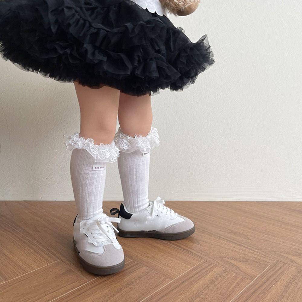 Autumn&Winter Mid-Tube Hosiery Mesh Thin Stockings Harajuku Balletcore Lace Socks  Kid