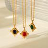 Same Style Titanium Steel Necklace Cross Pendant Inlaid with Semi-Precious Stones Fashionable Versatile Necklace for Women