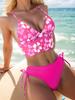 Women's Swimwear Sexy Printed Halter Neck Bikini Suit Side Tie High Waist Swimsuit Beachwear