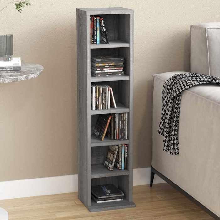 VidaXL CD Cabinet Sonoma Grey 21x20x88 Cm Engineered Wood 815073