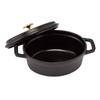 Staub Pico Cocotte Black Enameled Pot with Oval Brater Stylish Pico Kitchen Oval, 15cm, (Product Number 1101525/40509-478-0) - Handles, Black.