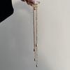Exaggerated Clothing Tie Pin Alloy Bead Fixed Ornament Tassel Chain Brooch  Women Girls