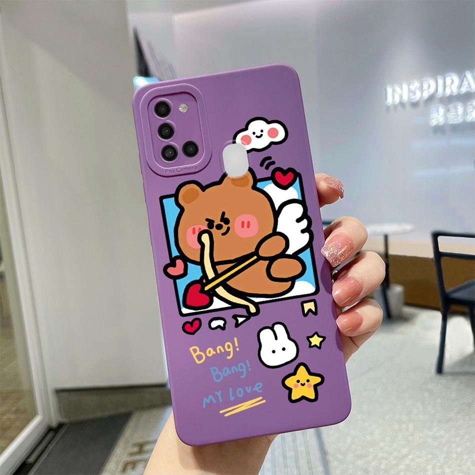 For Samsung Galaxy A21s Case Purple Lavender Flower Camera Protector Soft Phone Cover For Samsung A21s 6.5" SM-A217F A 21 s Case
