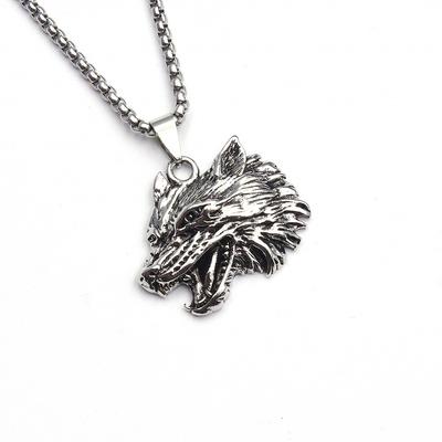 Halskettenanhänger Hip Hop Titanstahl Herrenschmuck Retro Wolfskopf Herren Trendige Mode Dominanter Kopf Gerader Kritik Nordischer Tanzstil