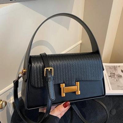 Borsa a tracolla minimalista testurizzata da donna 2025 - Elegante fibbia a H, design quadrato piccolo
