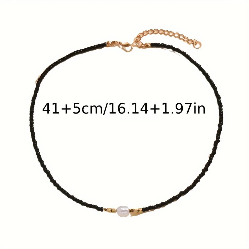 Bohemian Necklace, Bohemian Style Vacation-Inspired Pearls Beaded Necklace, Suitable for Mother's Day and Casual Attire