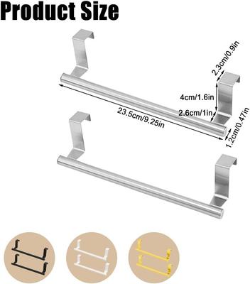 1pc Steel Over Door Towel Bar Storage, Hanger For Cabinet Or Cupboard, Holder Rack For Kitchen, Bathroom,Holds Hand/Dish Towels