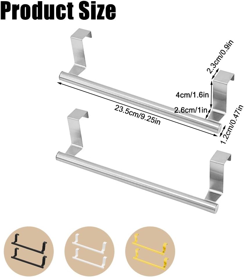 1pc Steel Over Door Towel Bar Storage, Hanger For Cabinet Or Cupboard, Holder Rack For Kitchen, Bathroom,Holds Hand/Dish Towels