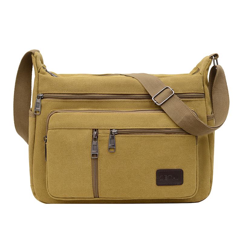 Męska płócienna torba crossbody - Wielowarstwowa, o dużej pojemności, wszechstronna, codzienna biznesowa i sportowa torba na ramię.