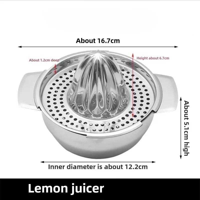Manual Squeezer Citrus Lemon Orange Grapefruit Juicer 304 Stainless Steel Robust Hand Juicer Reamer Rotation Press with Strainer