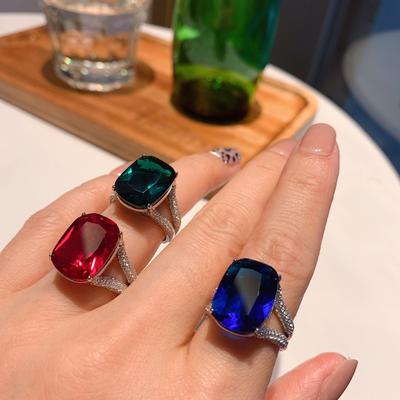 Jewelry Trend Line Imitation Color Treasure Seiko Inlaid Live Ring 12 * 16