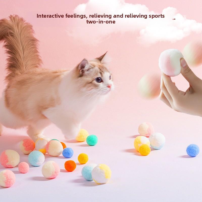 New Cat Toy Silent Ball Self-hi To Relieve Boredom Cat Cat Toy Plush Elastic Ball Bite-resistant Cat Teaser Stick Cat Supplies