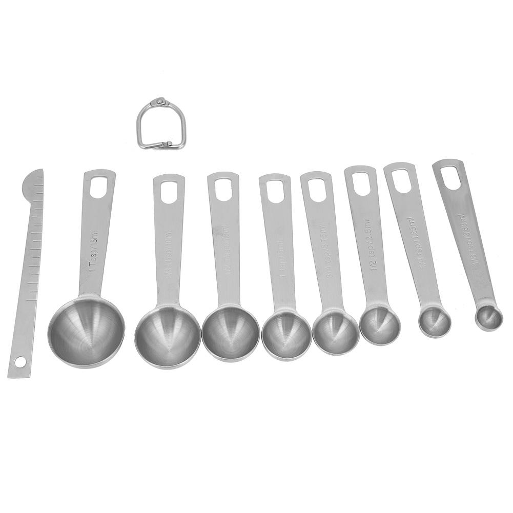 

9Pcs Set 304 Stainless Steel Measuring Spoon Cup Set with Graduated Scale Baking Accessory
