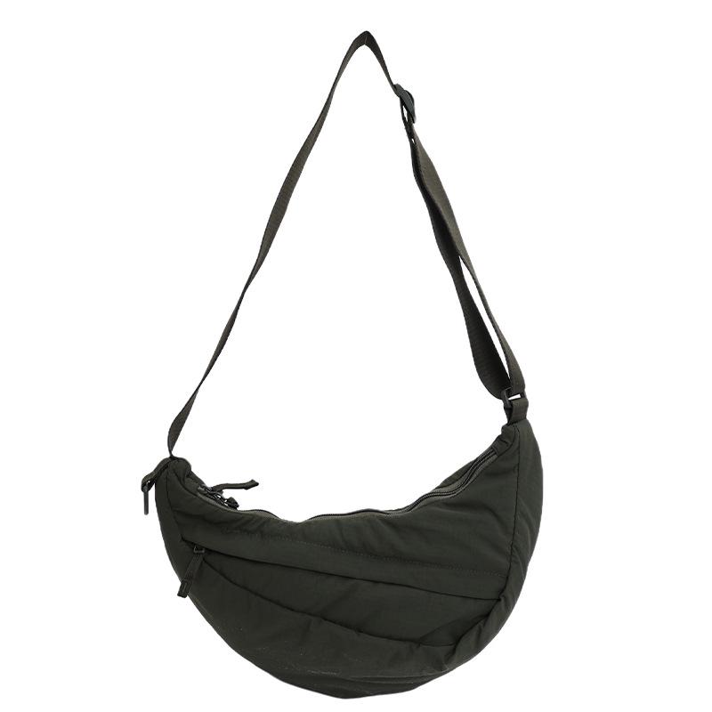 

Japanese Style Women s Large Crossbody Nylon Bag - Casual College Shoulder Dumpling Bag зелений