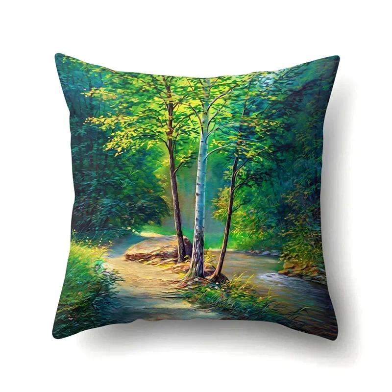 Four Seasons Scenery Decoration Pillow Case Printing Snowflake Christmas Sofa Decoration Cushion Cover 45*45Cm
