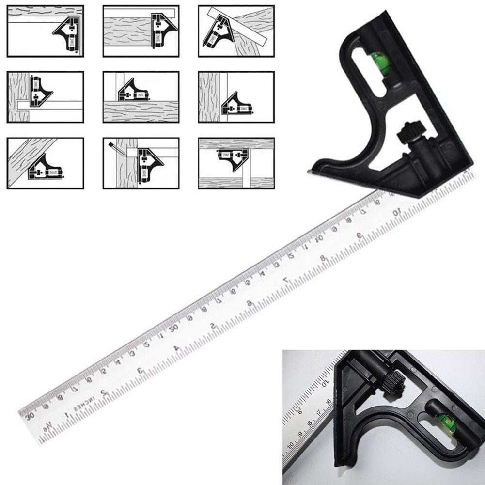 Metric Combination Angle Square Protractor Ruler Stainless Steel Plastic